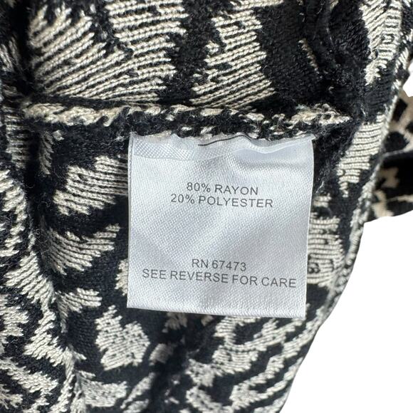 Just Taylor Anthro Black Cream 3/4 Sleeve Fit Flare Knee Length Sweater Dress L - Picture 7 of 8